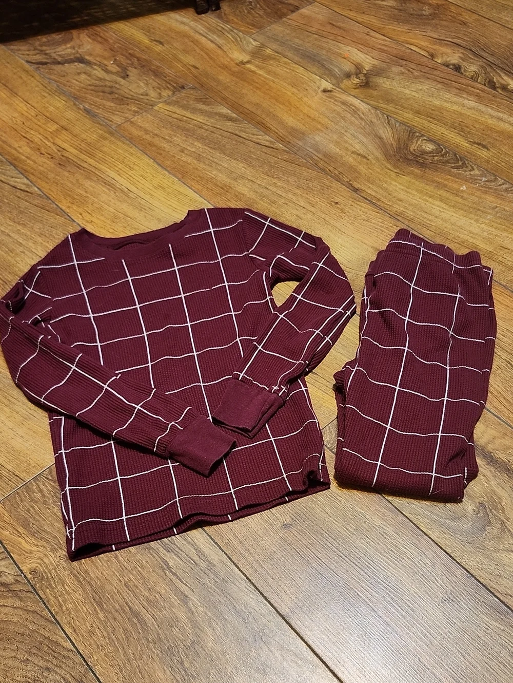 Carter's Burgundy Grid Long Sleeve Pajama Set
